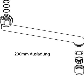 IS Rohrauslauf 200mm, für Wand-Küchenarmatur, Chrom