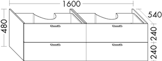 Burgbad Waschtischunterschrank sys30 160x48x54cm, Diago, 2 Schubladen/Auszüge