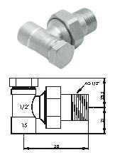 HG-TEC Radiatorverschraubung Eckform 1/2" x 12 mm Messing vernickelt