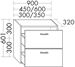 Burgbad Unterschrank sys30 90x60,1x32cm, Sana, 2 Auszüge