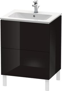 DU WTU stehend L-Cube 481x620x704mm 2 Auszüge, f.233663, schwarz hgl. ES Nussb