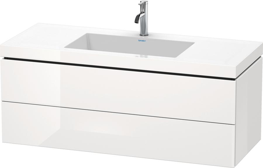 Artikelbild 2 des Artikels „Duravit WT-Unterschrank c-bonded L-Cube 120x48cm, o HL, we. hgl, 2 Schub., wandh 120 x 48 cm, ohne Hahnloch | weiß Hochglanz“