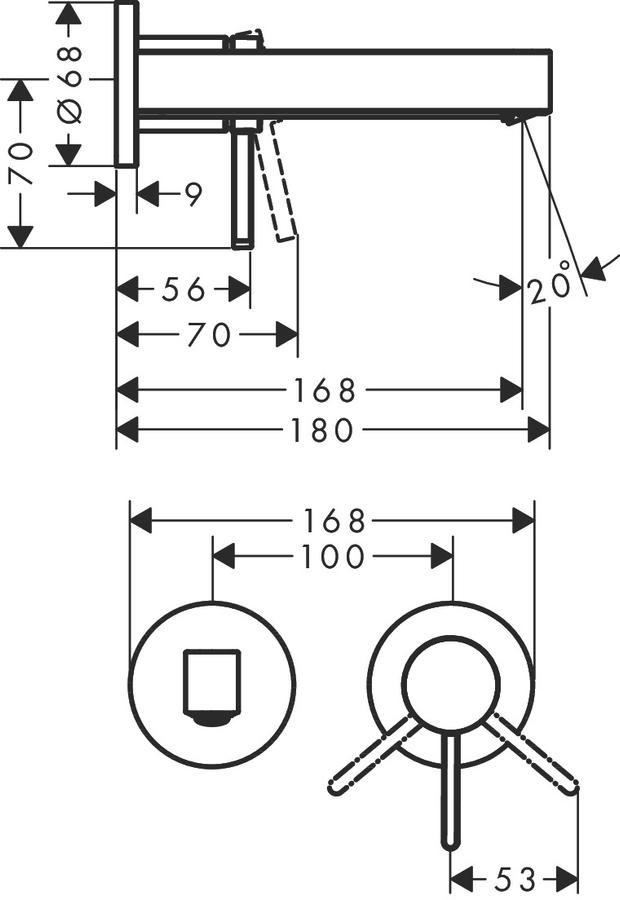 Artikelbild 4 des Artikels „hansgrohe Fertigmontageset Finoris UP-WT-EHM, f Wd-mont., Ausl. 168mm, ch Ausladung 168 mm | chrom“