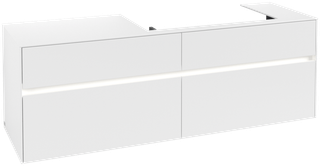 V&B Waschtischunterschrank Collaro 160x54,8x50cm, WT r, LED 12W, wh. mt.