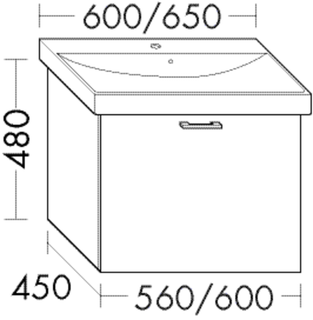 Burgbad Waschtischunterschrank sys30 56x48x45cm, Aqua, 1 Auszug