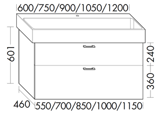 Burgbad Waschtischunterschrank sys30 100x60,1x46cm, Echo, 1Schublade/1 Auszug