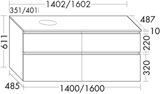 Burgbad Waschtischunterschrank LIN20 160,2x61,1x48,7cm, Mel, m Pl, 2 L/AZ