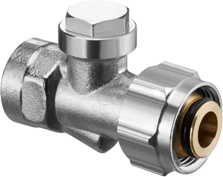 Oventrop Absperrverschraubung Combi 3 G 3/4 ÜMxRp 1/2 IG, Messing vernickelt