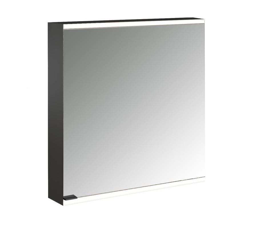 Artikelbild 1 des Artikels „EMCO Aufputz-Lichtspiegelschrank prime 2 600x700mm, 1 Tür, Anschl re, sw/Spiegel schwarz/spiegel“