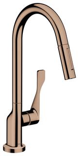 hansgrohe SPT-EHM 250 Axor Citterio mit Ausziehbrause, polished red gold
