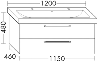 FORMAT Design WT-Unterschrank WUMA115 1150x480x460mm, 1 Lade/1 Ausz., we matt