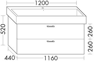 Burgbad Waschtischunterschrank Diago 116x52x44cm, h-rot Ultramatt, 2 Auszüge