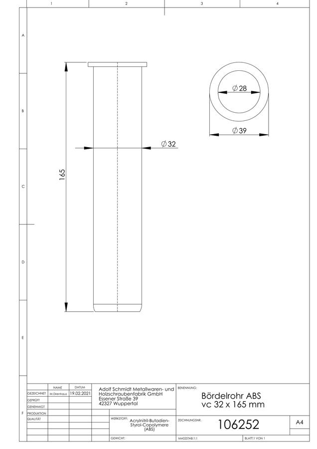 Artikelbild 2 des Artikels „ASW Bördelrohr 32x165mm, ABS verchromt 32 x 165 mm“