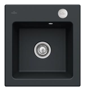 V&B Spüle Subway 45 XS m Abl.garn, Exzenter, ebony CeramicPlus