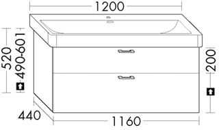 Burgbad WTU Laufen P. S sys30 116x52x44cm, PG1, 1 Schublade, 1 Auszug