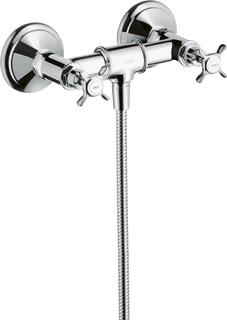 hansgrohe 2-G-Brause-Arm Axor Montreux AP, 1 Verbr., mit Kreuzgriffen, chrom