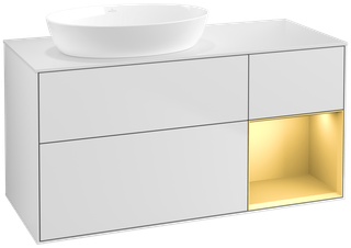 V&B Waschtisch-Unterschrank Finion 120cm, Pl w m, Reg gol m Lac, wh. m Lac