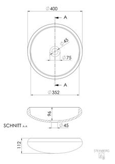 Steinberg Aufsatzwaschtisch Serie 440 d= 400mmx112mm, matt white