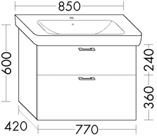 Waschtischunterschrank sys30 1 Schublade/1 Auszug