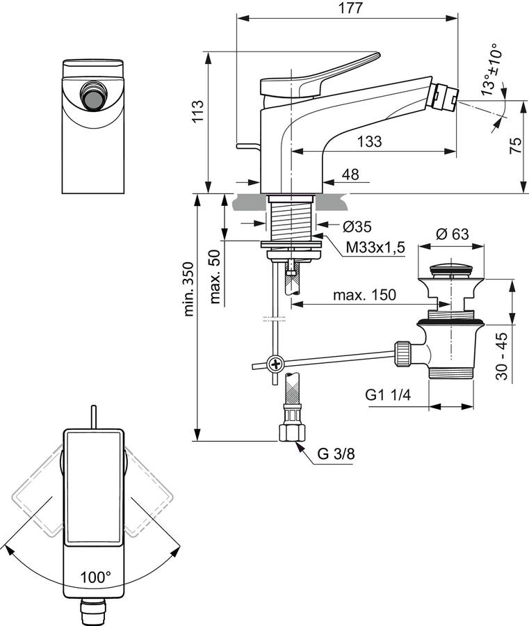 Artikelbild 9 des Artikels „IS Bidet-Einhebelmischer Conca Ausl. 133mm, m Abl.-Garnitur, si storm silver storm“