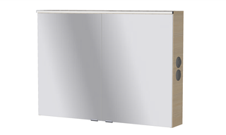 AQ400 LED-Spiegelschrank Mod R 2 Türen m Kranzb. 700x1004x160mm, K: Riviera Ei.