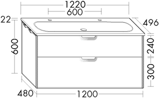 Burgbad Keramik-WT Unterschrank-Set Vry 123x60x49,6cm, 1 L/AZ, WT w, Thermo/Mela