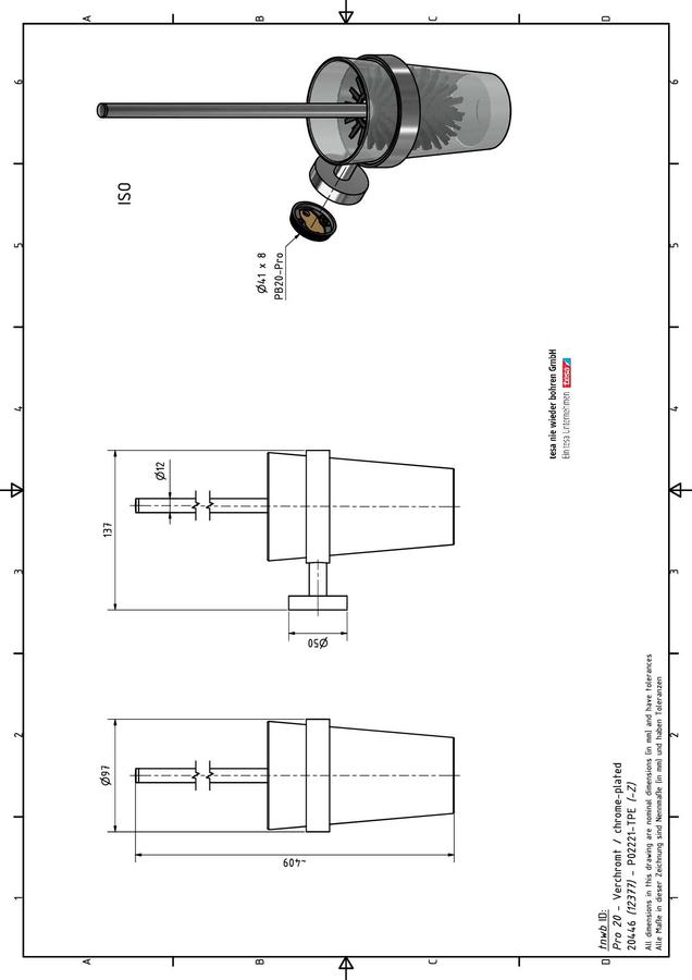 Artikelbild 3 des Artikels „tnwb Toilettenbürstengarnitur PRO 020 97x413x137mm, Zink, vc, G sat, BK TPE an 95 x 395 x 135 mm“