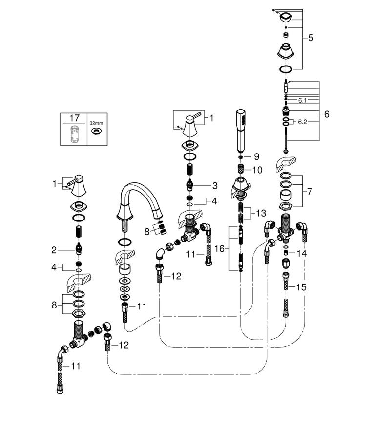 Artikelbild 4 des Artikels „GROHE 5-Loch-Wannen-Kombination Grandera chrom/gold chrom/gold“