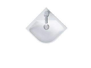 Duravit Eck-Handwaschtisch Me by Starck 43,5x38cm, m HL, Ü, Hahnloch, we. s-matt