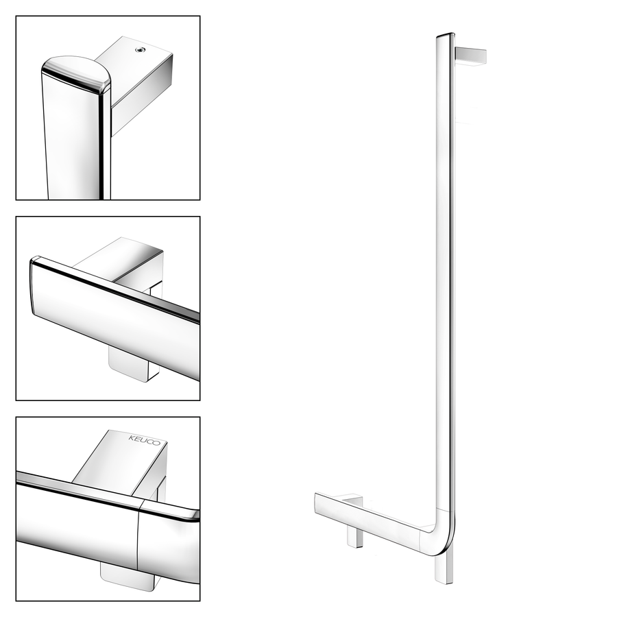 Artikelbild 2 des Artikels „Keuco Winkelgriff AXESS Care 90G, senk Handl re, 520x1090mm, verchr. 520 x 1090 mm | verchromt“