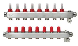 Danfoss Fußbodenheizungsverteiler SSM -8F, 8 Kreise, Edelstahl