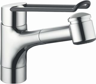 KWC Spültisch-Einhebelmischer VITA PRO Ausl. 230mm, vc, Brause, Hebel lang