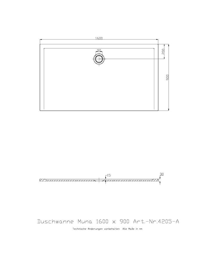 Artikelbild 2 des Artikels „Hoesch Mineralguss-Duschwanne Muna 160x90x3cm, weiß matt, Solique 160 x 90 x 3 cm | weiß matt, Solique“
