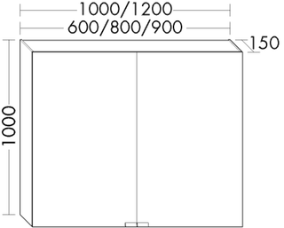 BB Spiegelschrank (SPNO090) rc40System, 150x900x1000, Melamin