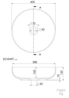 Steinberg Aufsatzwaschtisch Serie 440 d= 400mmx120mm, carbon, matt white