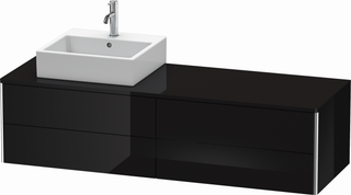 DU WTU XSquare, 4 SK, wandh, Becken li 400x1600x548mm,Schwarz hgl. ES Nussb re.