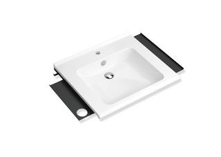 HEWI Mineralguss-Waschtisch-Set 65x58cm, m Gr, 2 Abl, Ha, w, dg pgl matt