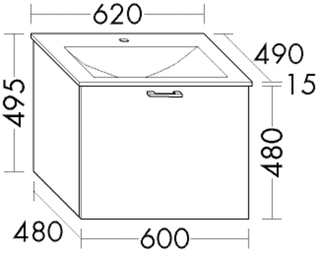 Burgbad Glas-Waschtisch-Set sys30 62 x 49,5 x 49 cm, 1 Auszug, Waschtisch Eqio