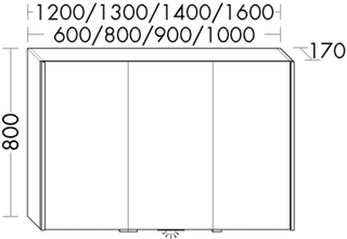 FORMAT Design LED-Spiegelschrank SPSM 1600 x 800 mm, 4 Türen