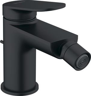 Duravit Bidet-Einhebelmischer Wave Ausl. 128mm, m Zugstg. Abl.garn, sw matt