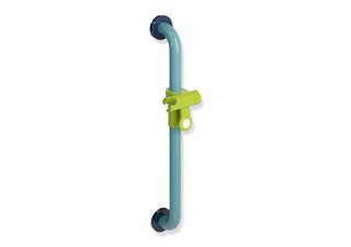 HEWI Brausehalterstange 801 aquabl./stahlbl./apfelgr., 600mm, PA