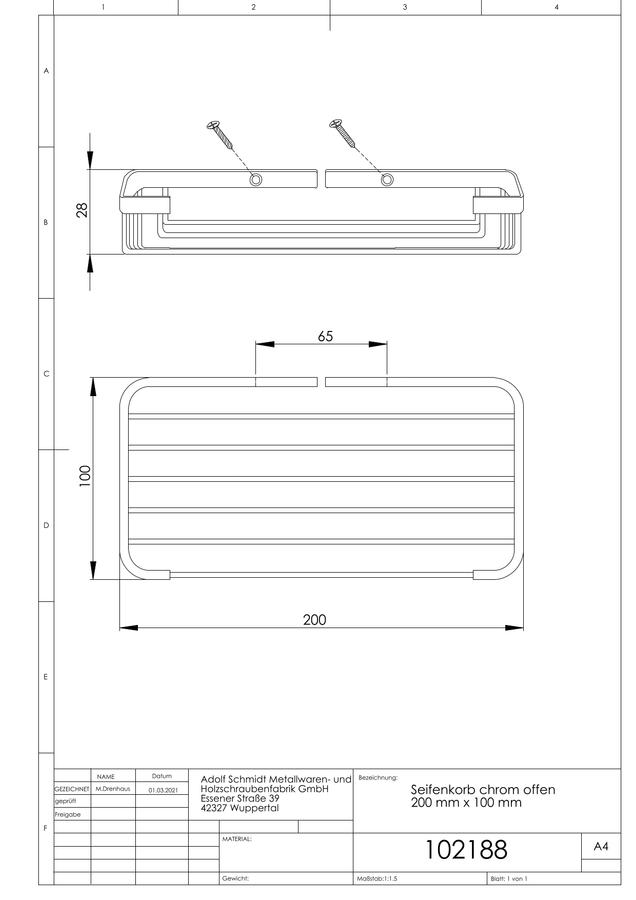 Artikelbild 2 des Artikels „ASW Seifenkorb verchromt, offen, 200x100mm, Standard verchromt“