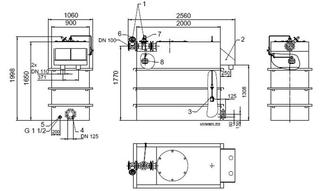 KSB Vorbehälter mit freiem Auslauf Vges 3200 l, Vnutz 2000 l, DN 100