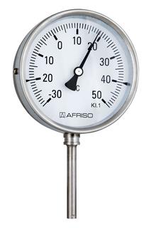 AFRISO Bimetall-Edelstahlthermometer BiTh100E 0/160C 150mm glatt rad D302