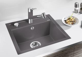 Blanco Becken DALAGO 5-F SILGRANIT 50,5x50cm, fe-grau, m Abl-Fernbed.