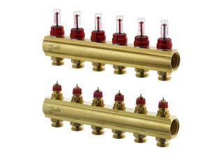 Danfoss FBH-Verteiler FHF-6F 6 Kreise, mit Durchflussanzeige