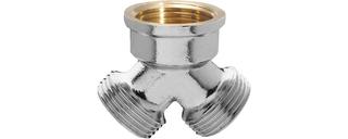 ASW Y-Stück IG 3/4" auf 2 AG 3/4", Messing verchromt