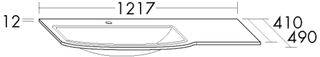 Burgbad Keramik-Waschtisch 121,7x1,2x49cm, links/rechts, weiß