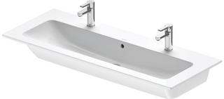 Duravit Möbel-Waschtisch Me by Starck 123 x 49 cm, 2 Hahnlöcher, mit Überlauf, Hahnlochbank