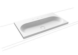 Kaldewei Aufsatz-Waschtisch CENTRO 3056 90x50cm, 3 Hahnl., P-E, alpinweiß matt